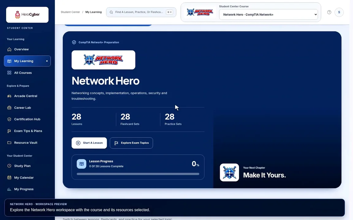 Recorded Network Hero Student Center Interface