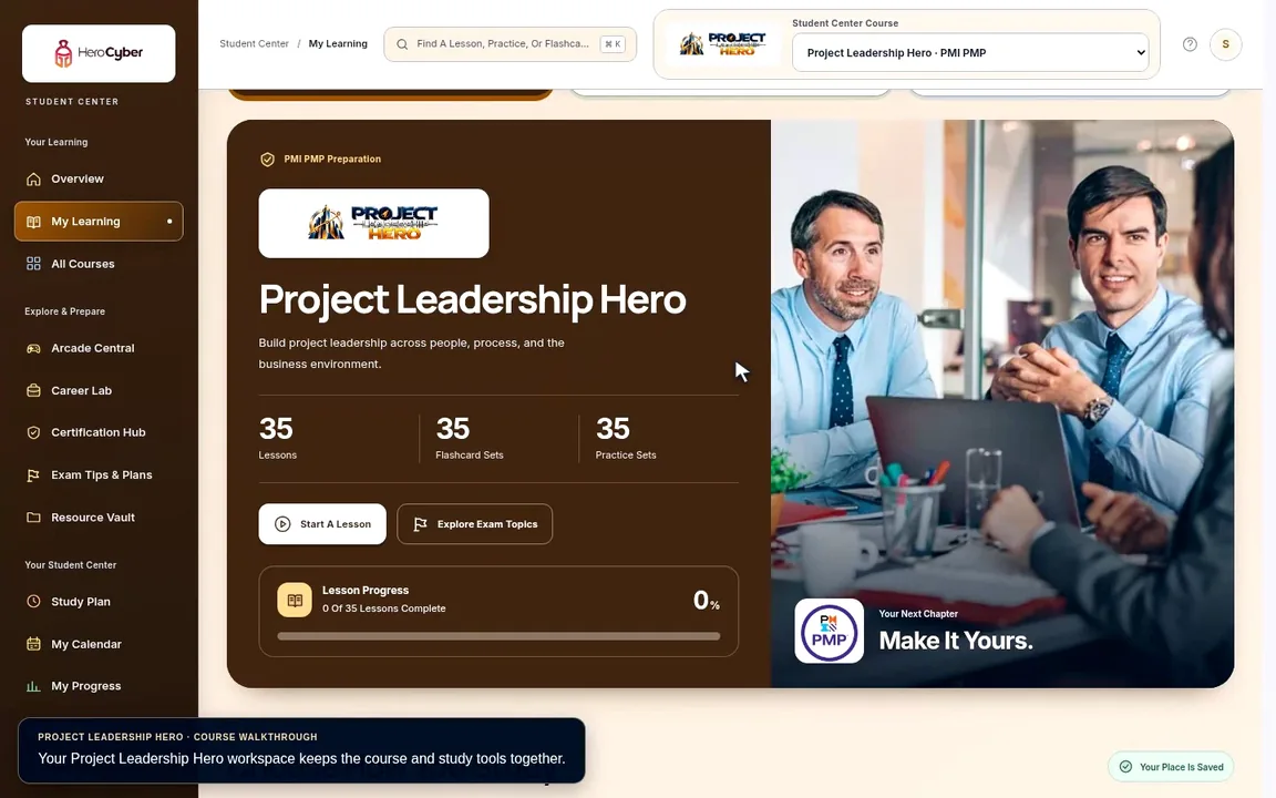 Recorded Project Leadership Hero Student Center Interface
