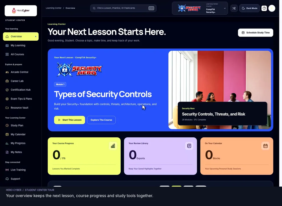 Recorded Security Hero Student Center Interface