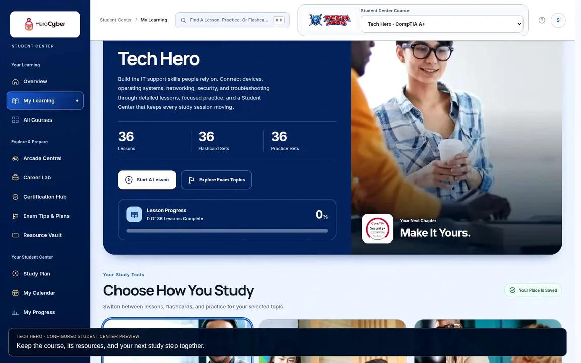 Recorded Tech Hero Student Center Interface