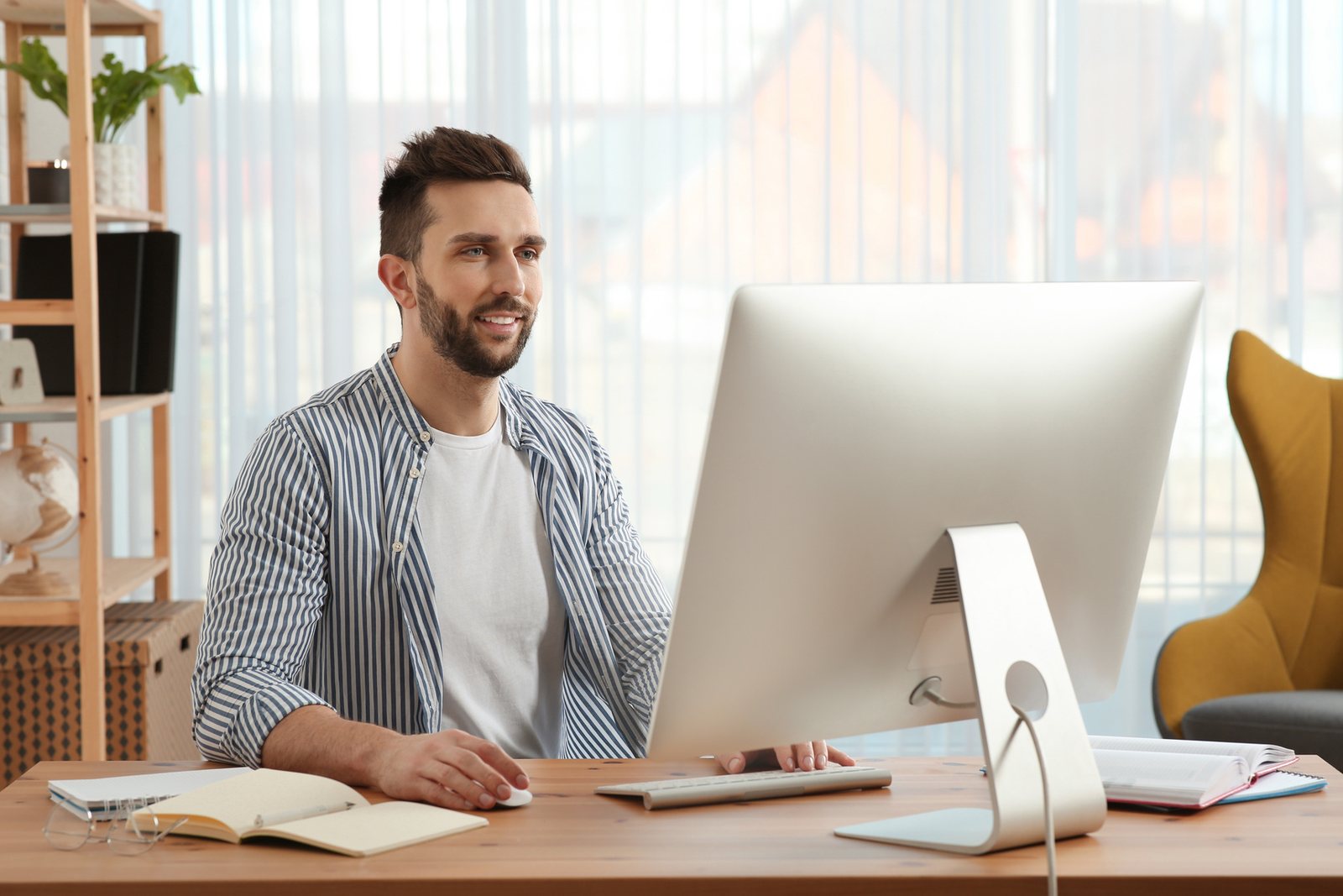 Professional completing self-paced online learning